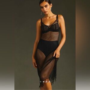 Anthropologie Black Fishnet Dress Size Small NWOT